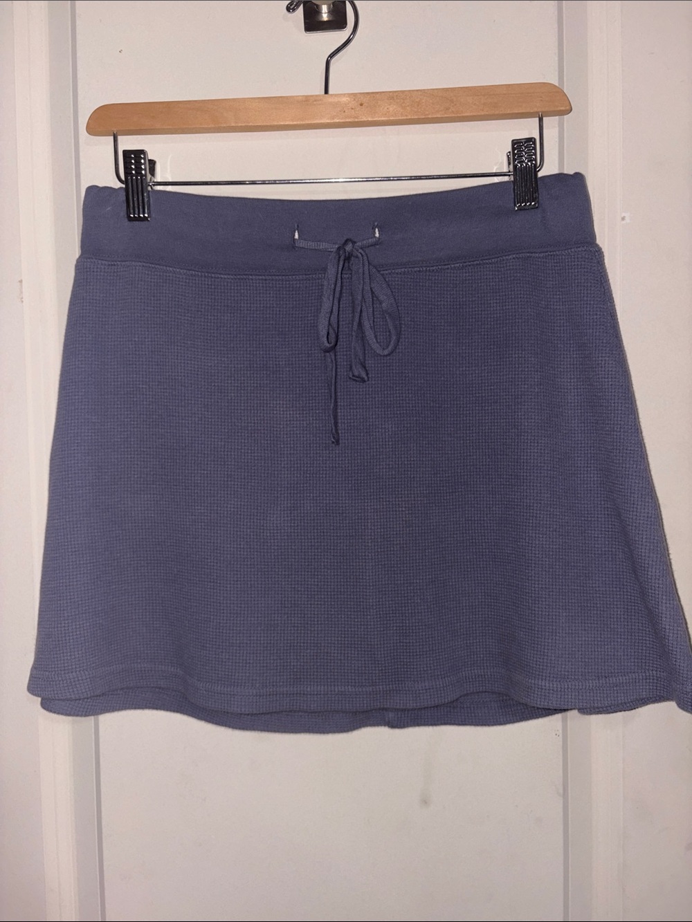 Brandy Melville Casual Drawstring Waffle Knit Skirt - Blue